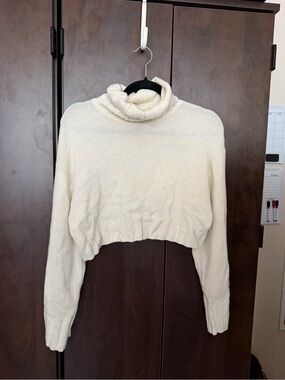 H&M Cream Cropped Turtleneck Sweater